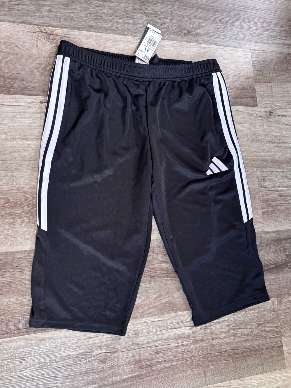 adidas Black Shorts with White Three-Stripes